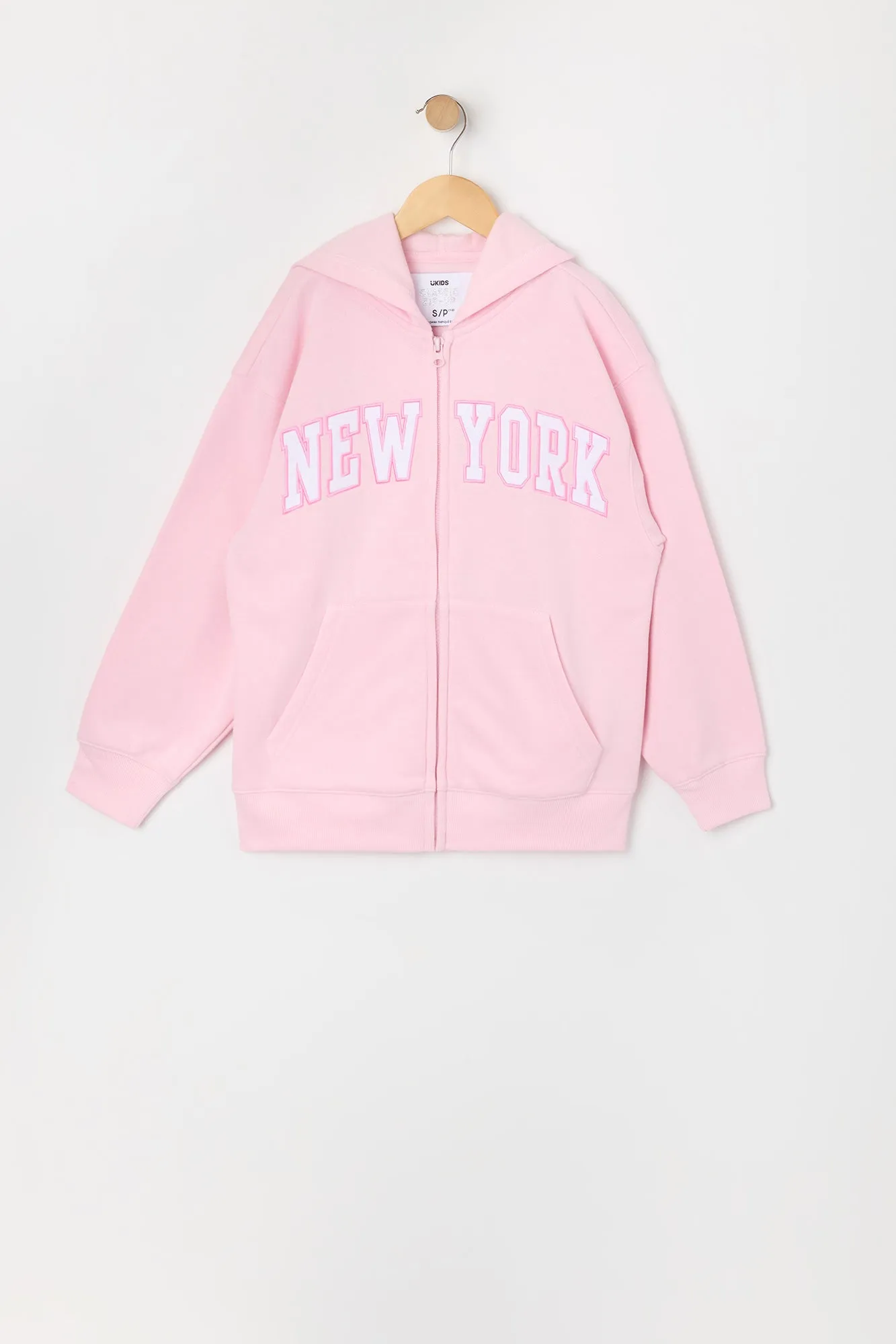 Girls New York Embroidered Zip-Up Fleece Hoodie sold by Urban Planet