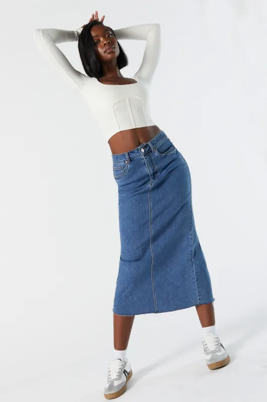 Jupe midi en denim délavée moyenne sold by Urban Planet