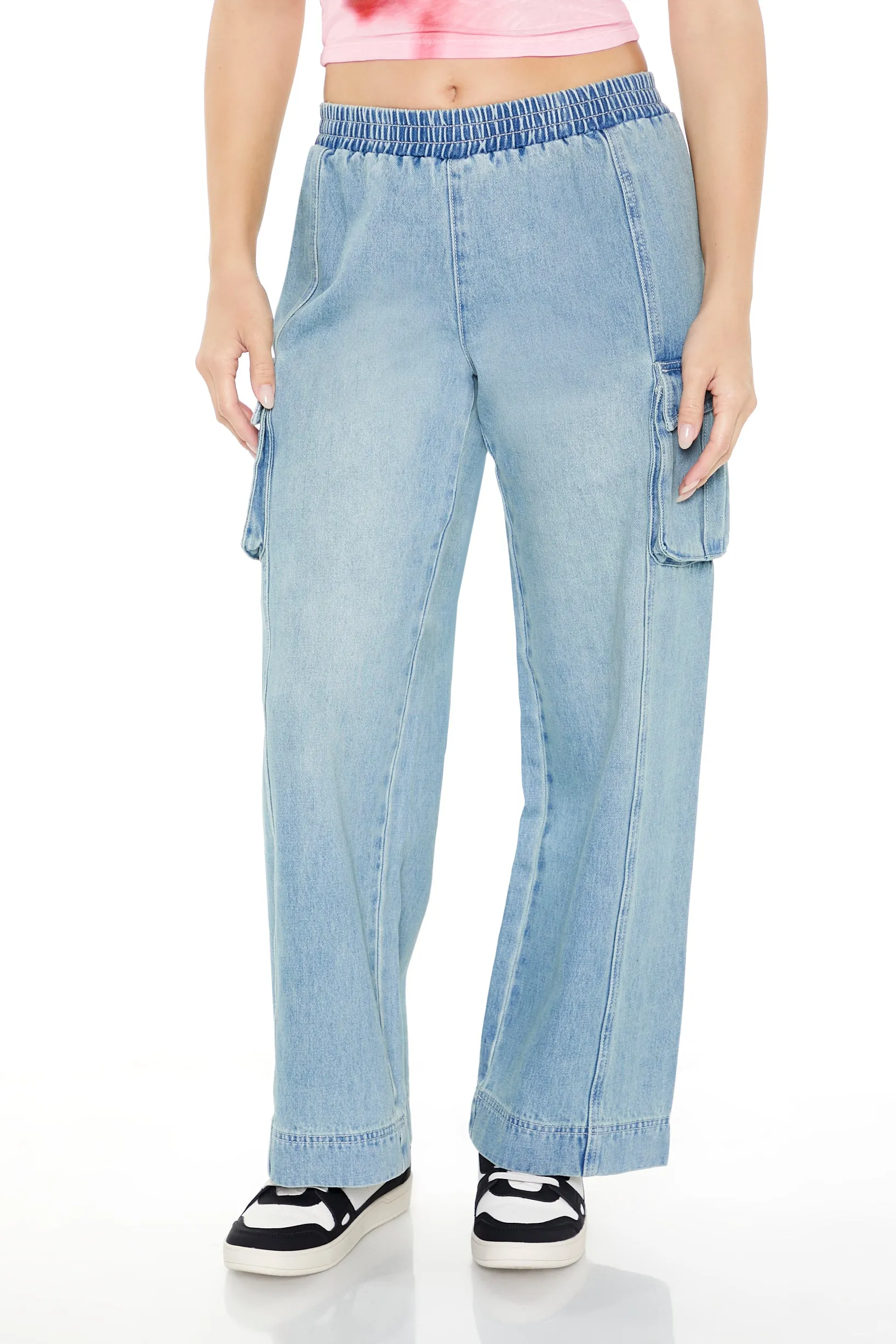 Jean cargo à jambe large et taille haute avec bande élastique sold by Urban Planet product image thumbnail 3