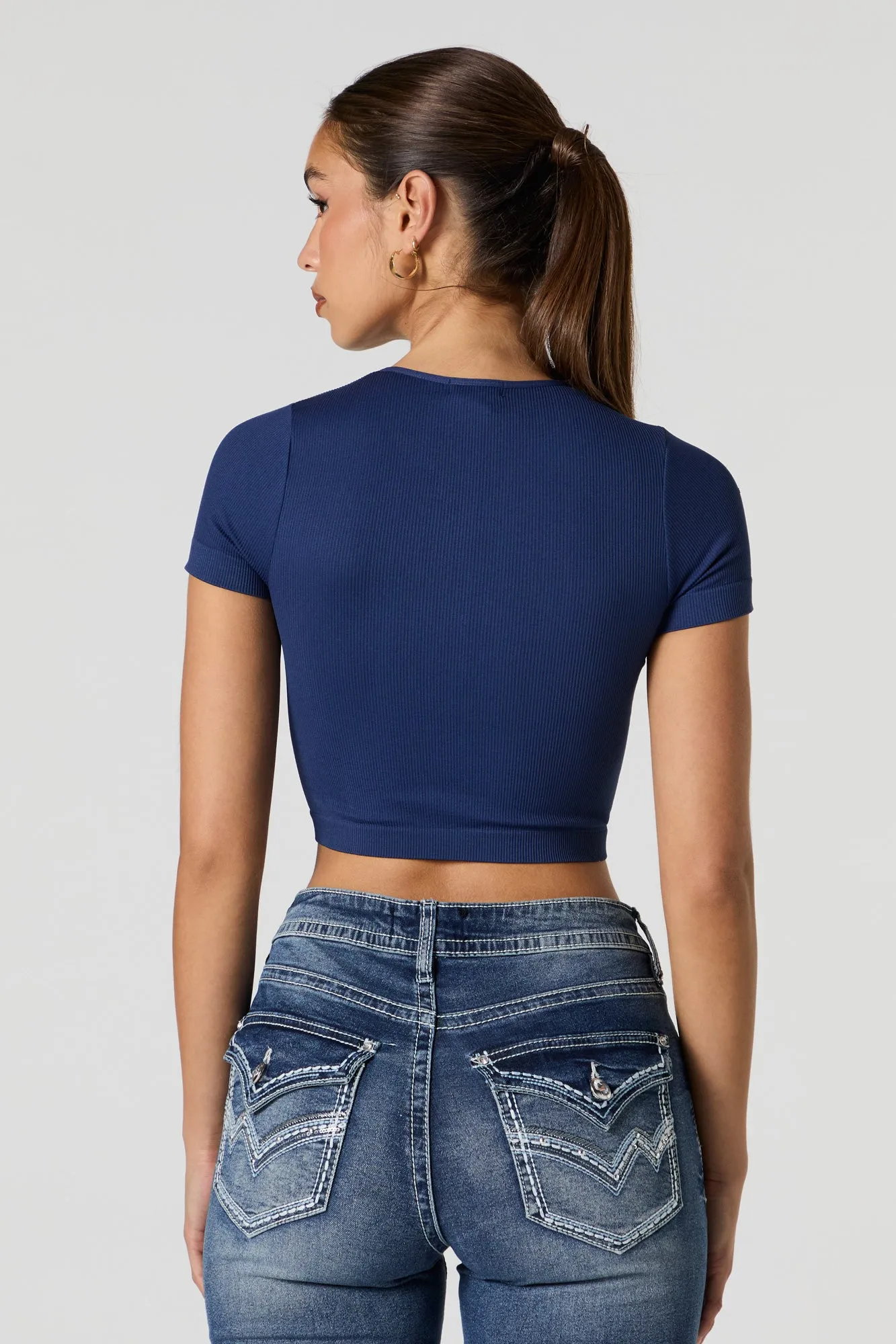 T-shirt côtelé court sans couture sold by Urban Planet product image thumbnail 5