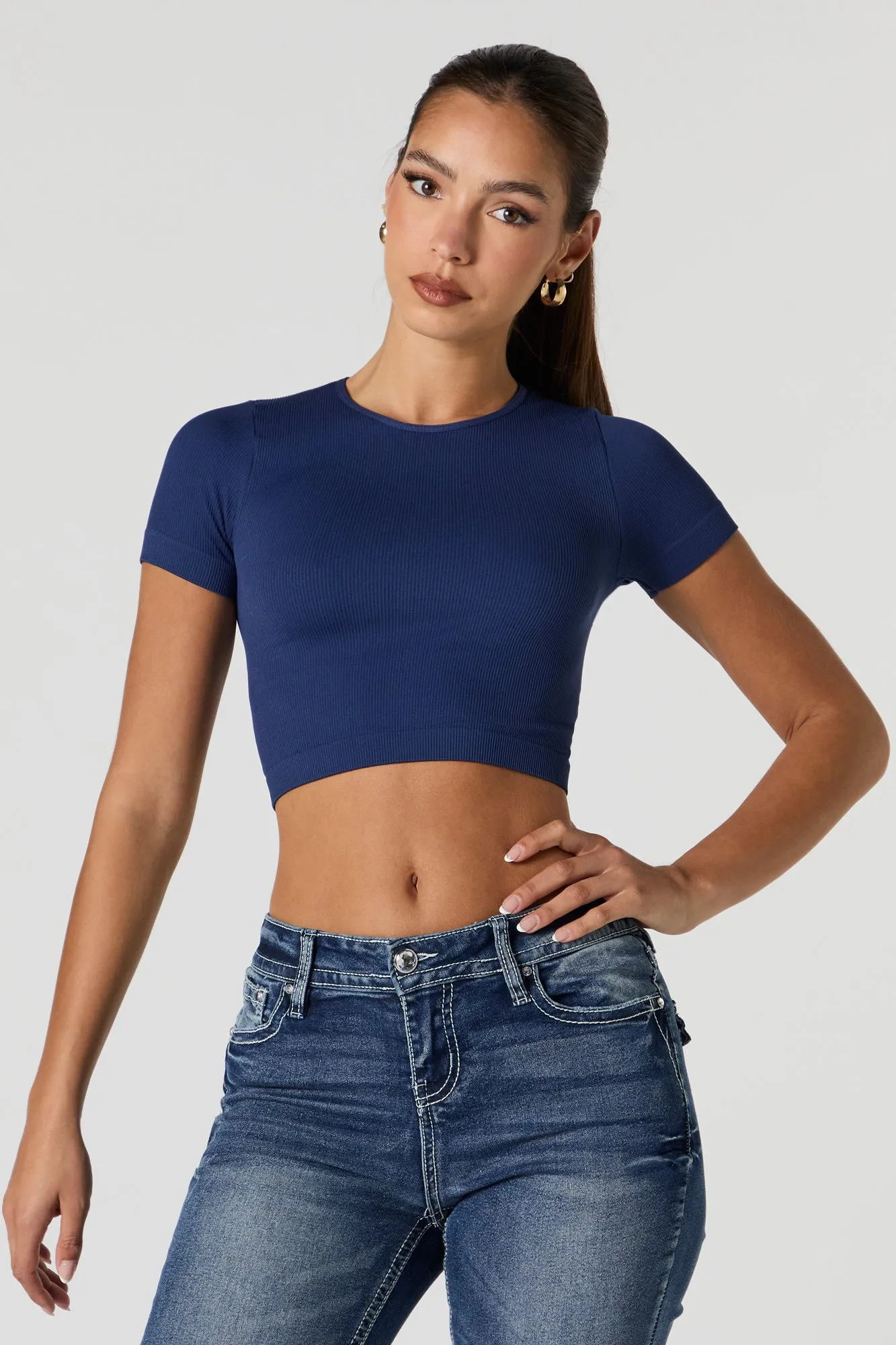 T-shirt côtelé court sans couture sold by Urban Planet product image thumbnail 4