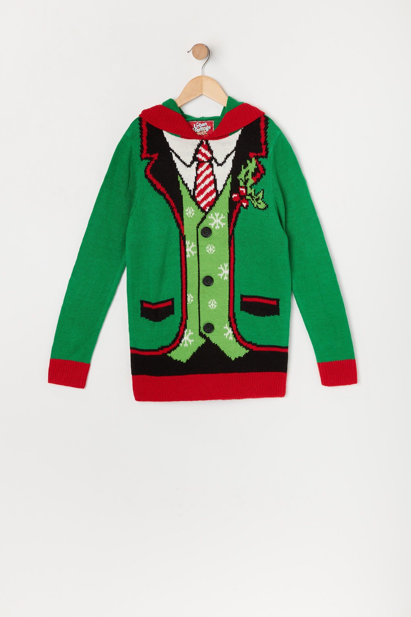 Boys Elf Ugly Hooded Xmas Sweater sold by Urban Planet