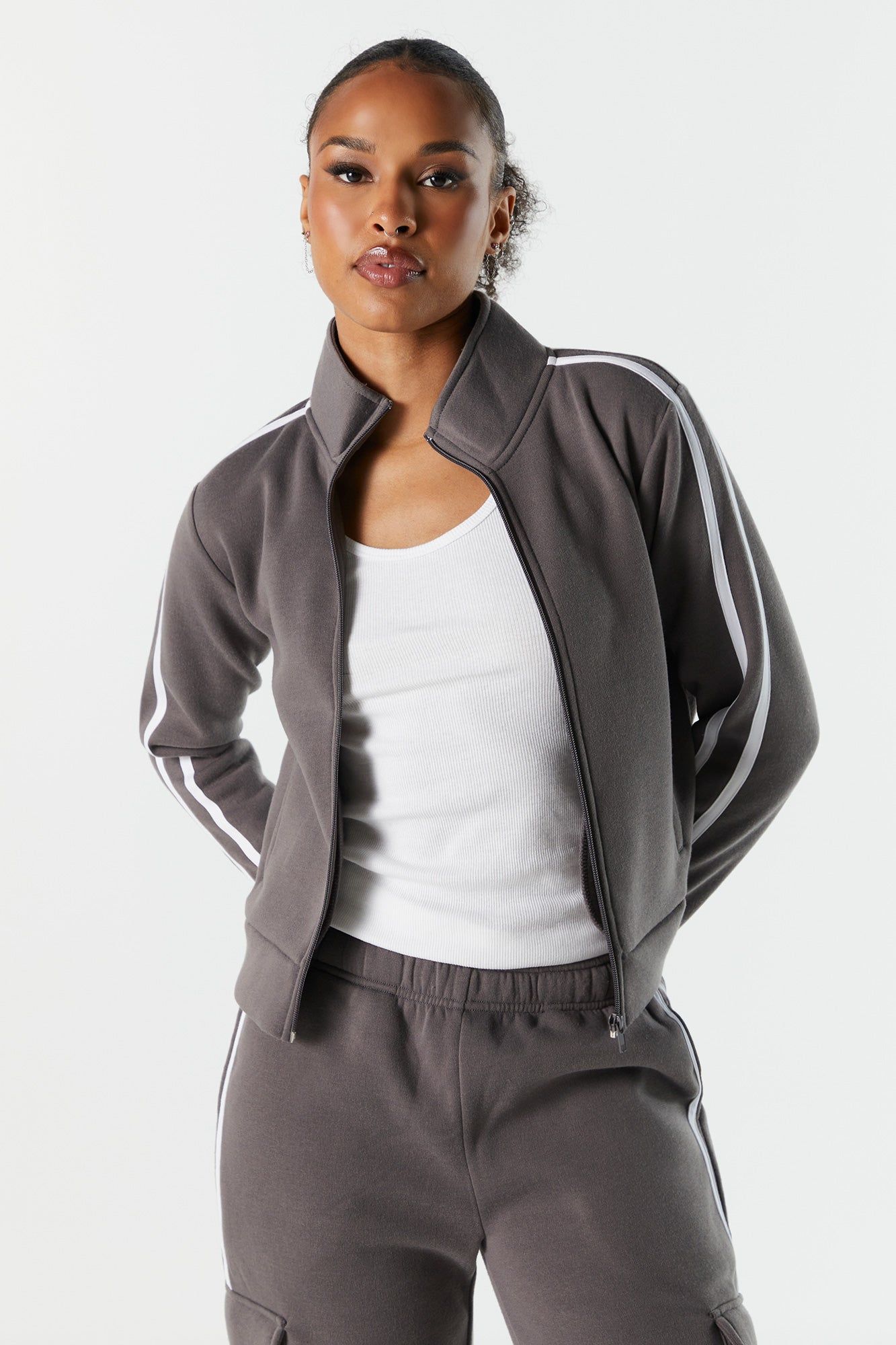 Blouson en molleton rayé avec fermeture à glissière sold by Urban Planet product image thumbnail 3