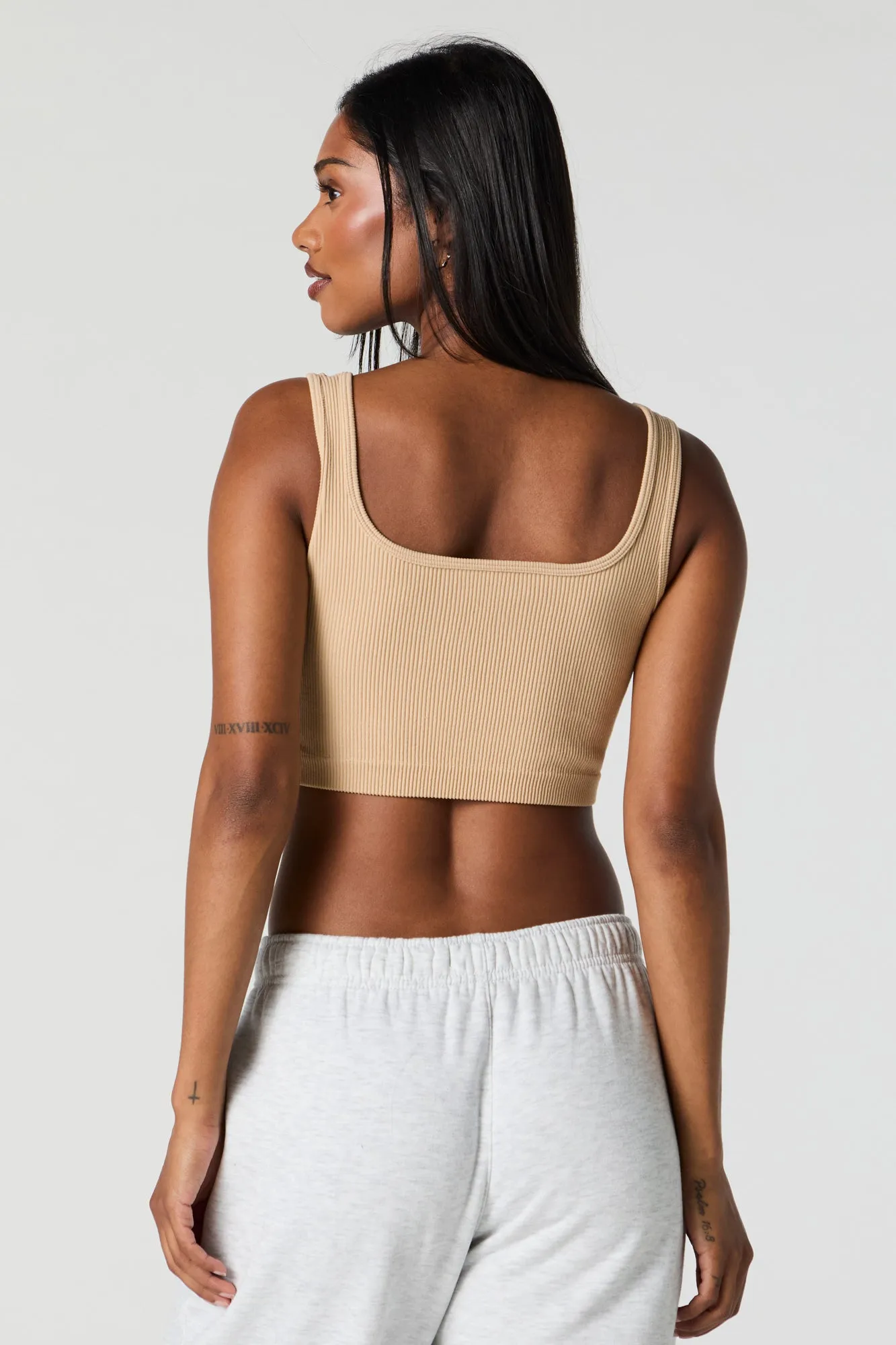 Seamless Ribbed Square Neck Cropped Tank sold by Urban Planet product image thumbnail 2