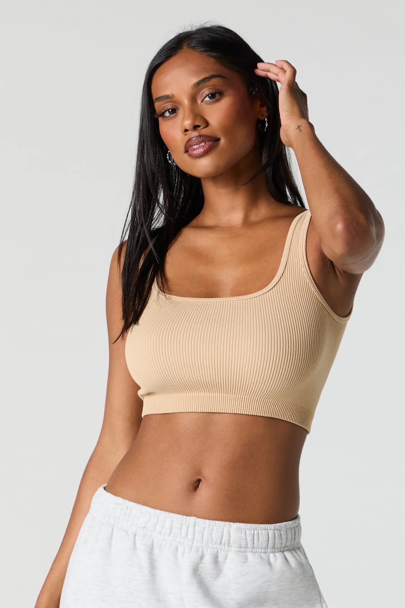 Seamless Ribbed Square Neck Cropped Tank sold by Urban Planet
