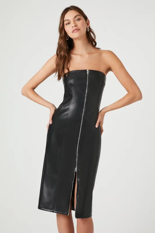 Robe midi en similicuir avec fermeture à glissière sold by Urban Planet
