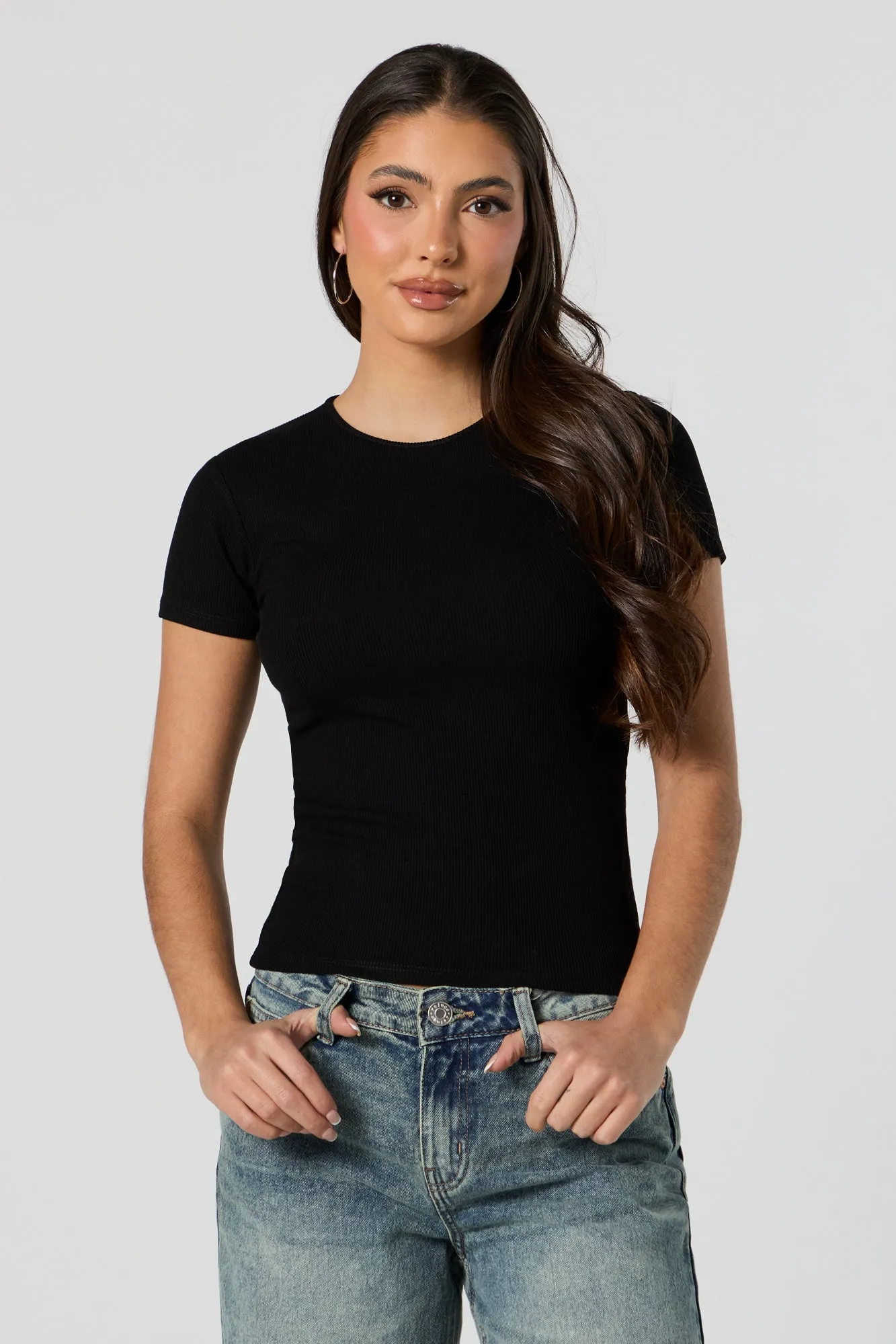 Ribbed Crewneck T-Shirt sold by Urban Planet product image thumbnail 4