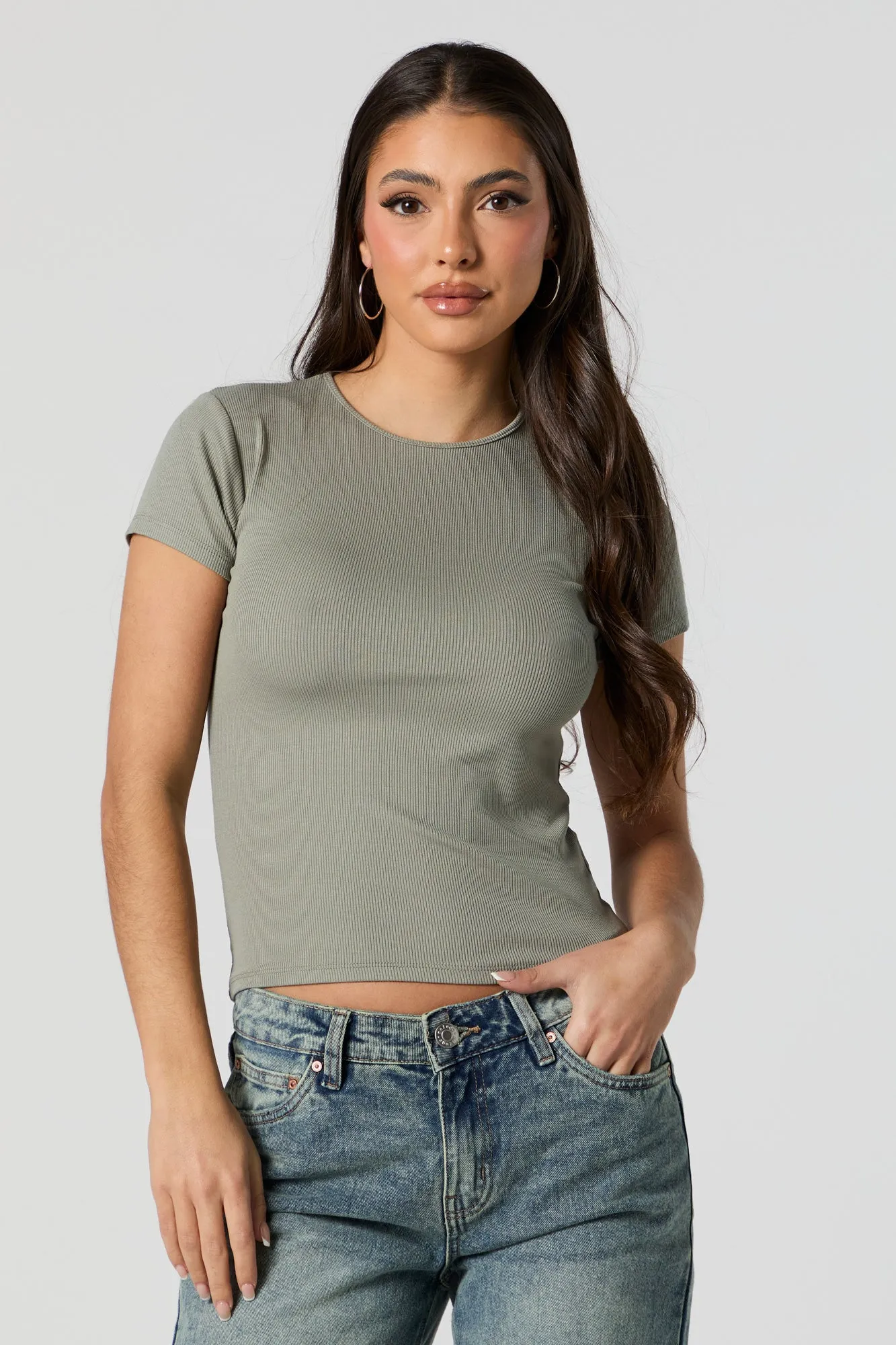 Ribbed Crewneck T-Shirt sold by Urban Planet