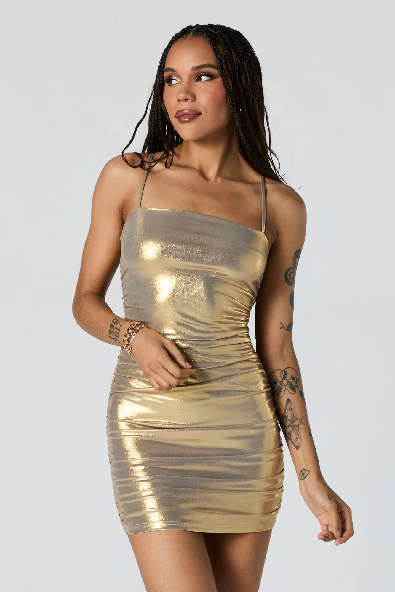 Side Ruched Bodycon Mini Dress sold by Urban Planet product image thumbnail 4