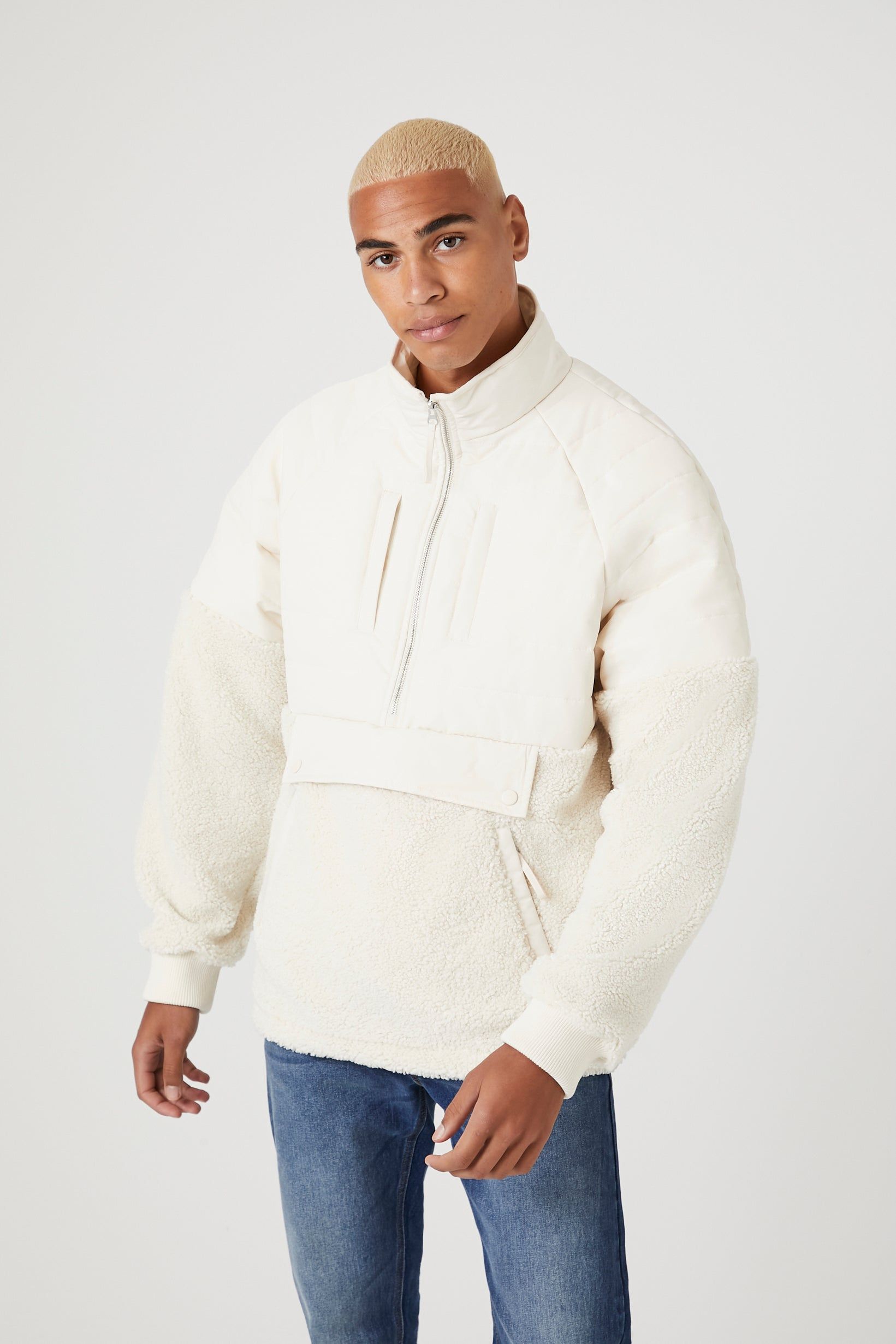 Blouson bouffant en Sherpa avec demi-fermeture à glissière sold by Urban Planet