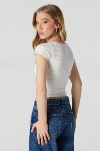 Ribbed Square Neck Cropped T-Shirt sold by Urban Planet