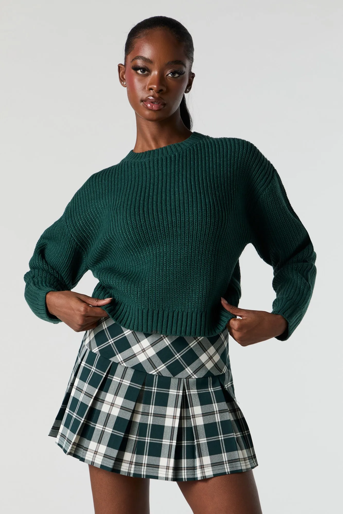 Chandail en tricot épais avec épaules tombantes sold by Urban Planet product image thumbnail 4