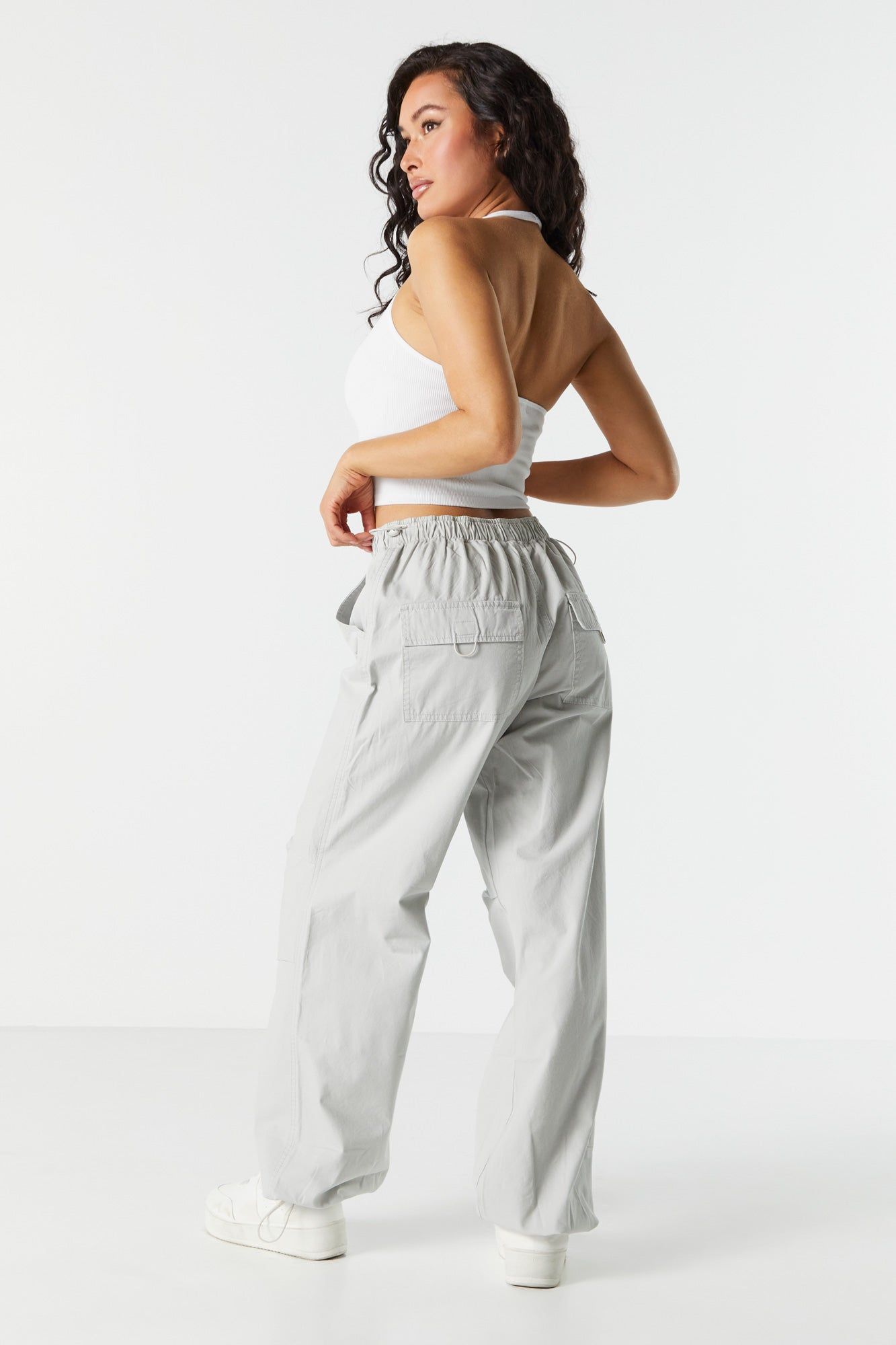 Solid High-Rise Canvas Cargo Parachute Pant sold by Urban Planet product image thumbnail 6