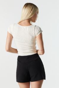 Ribbed Square Neck Cropped T-Shirt sold by Urban Planet