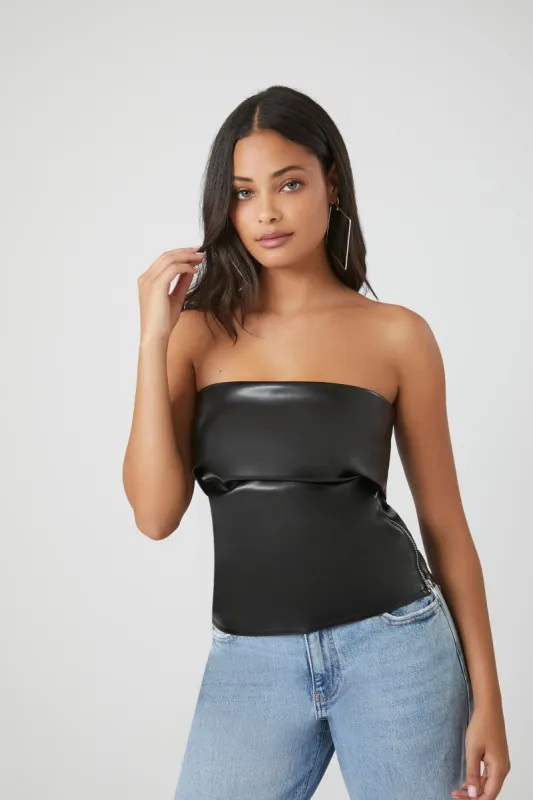 Faux Leather Tube Top sold by Urban Planet