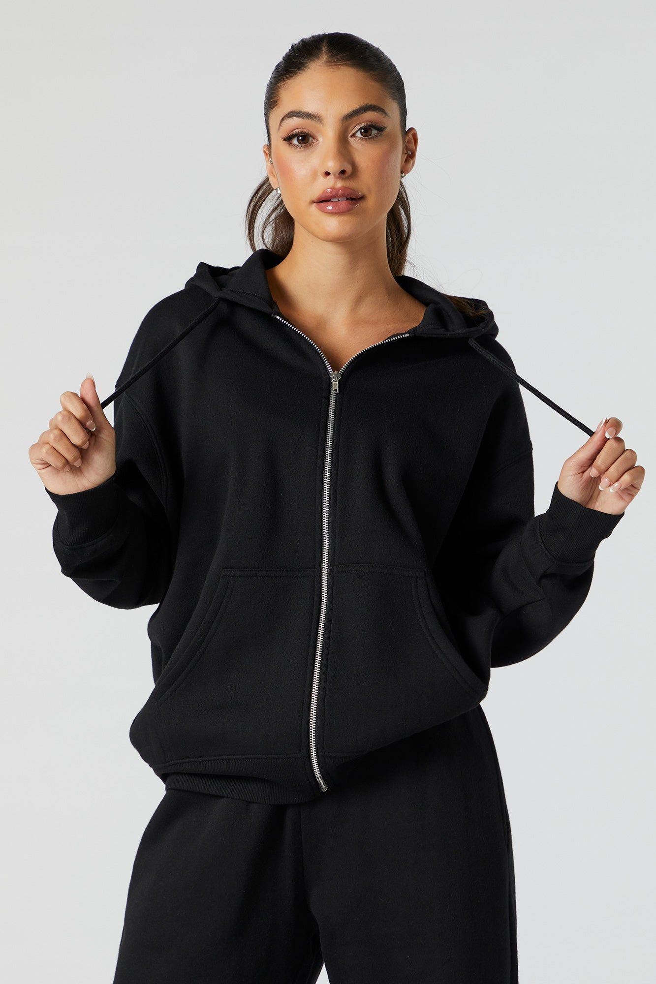 Oversized Zip-Up Fleece Hoodie sold by Urban Planet product image thumbnail 4