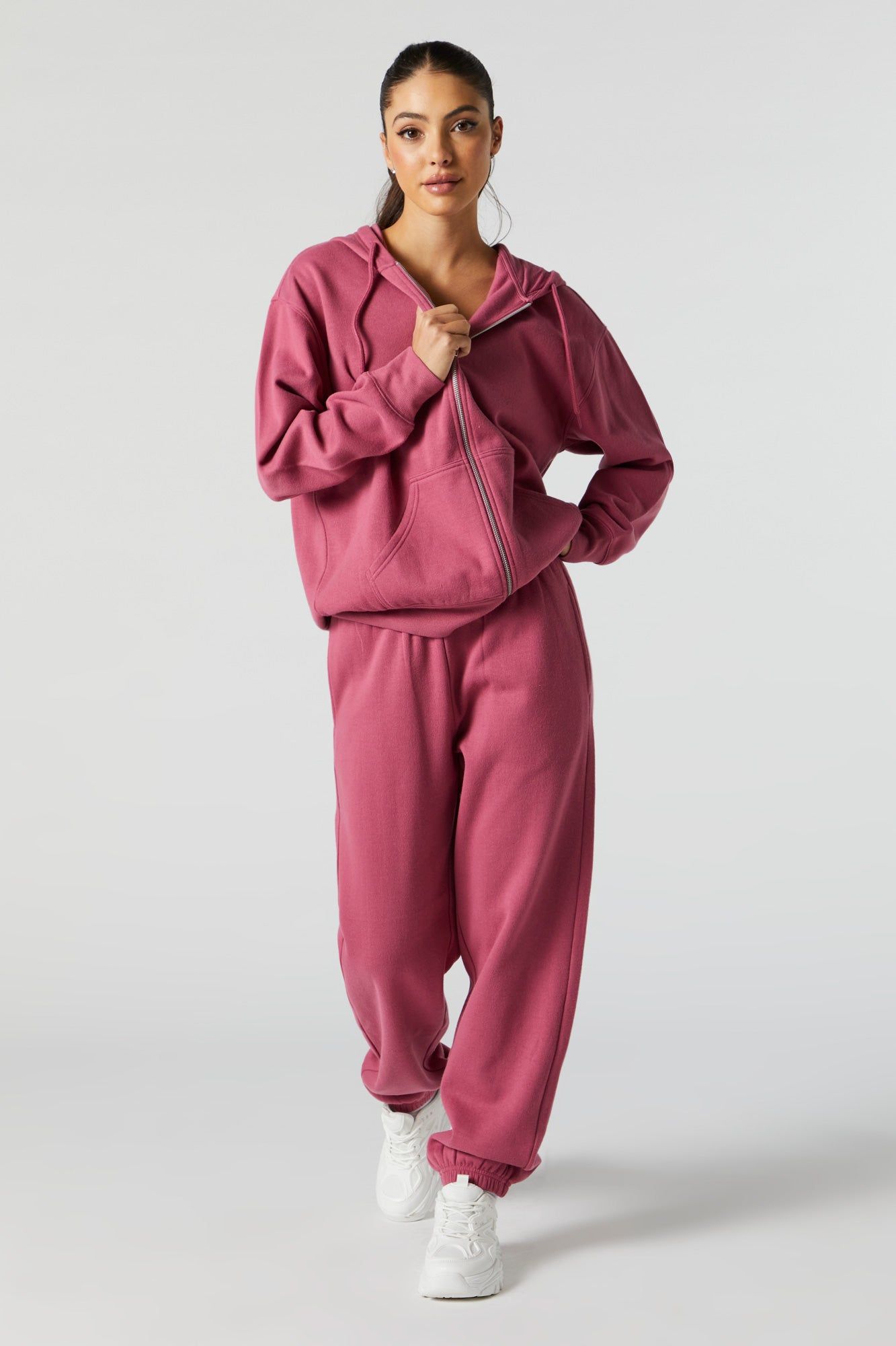 Oversized Zip-Up Fleece Hoodie sold by Urban Planet product image thumbnail 3