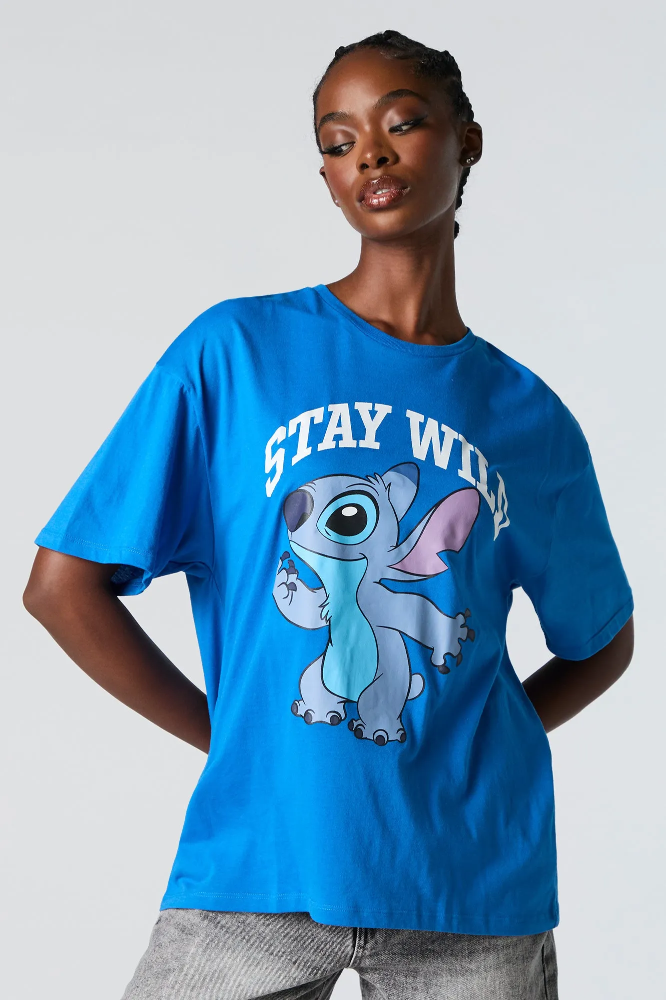 Stitch Stay Wild Graphic Boyfriend T-Shirt sold by Urban Planet