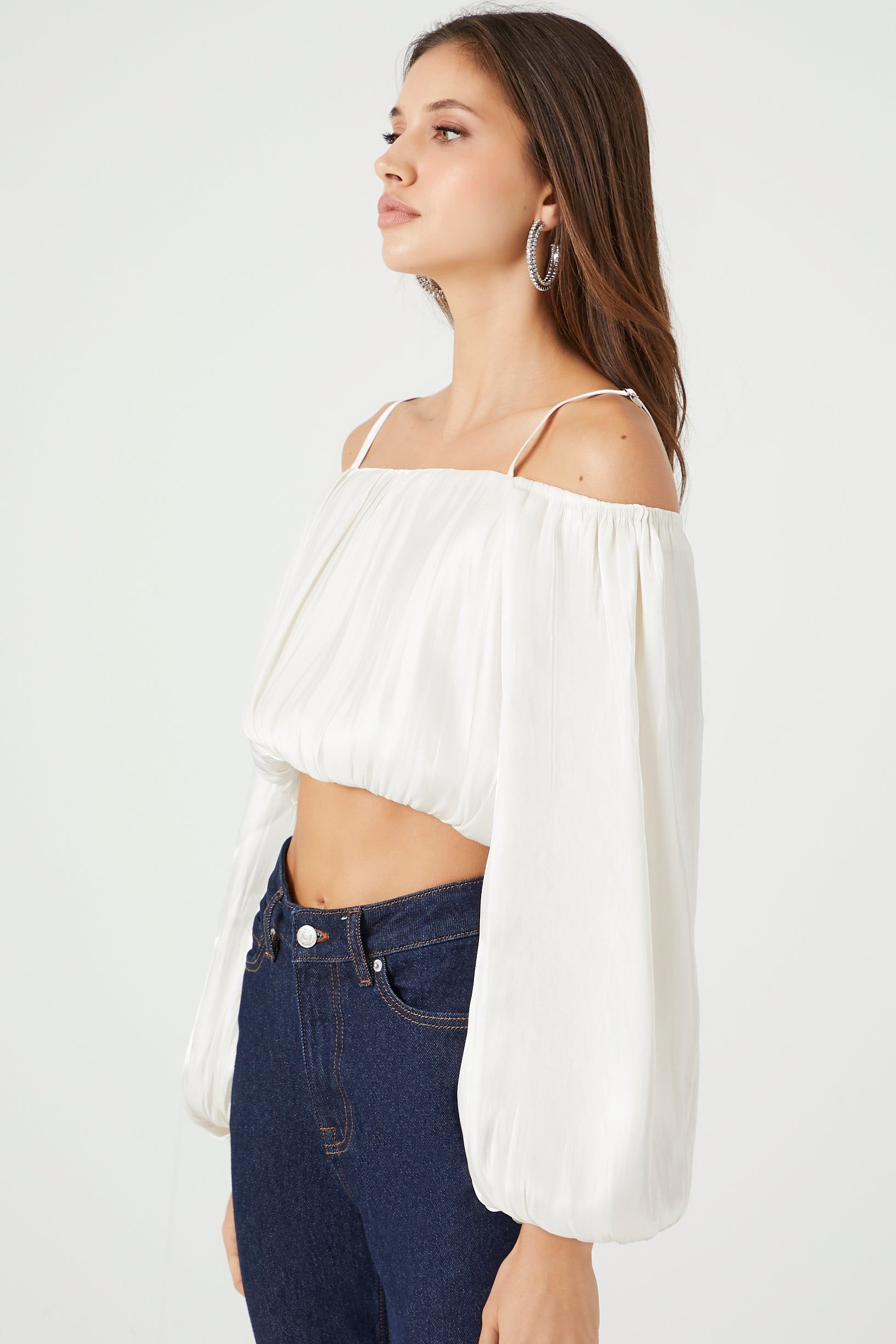 Satin Off Shoulder Crop Top sold by Urban Planet product image thumbnail 2
