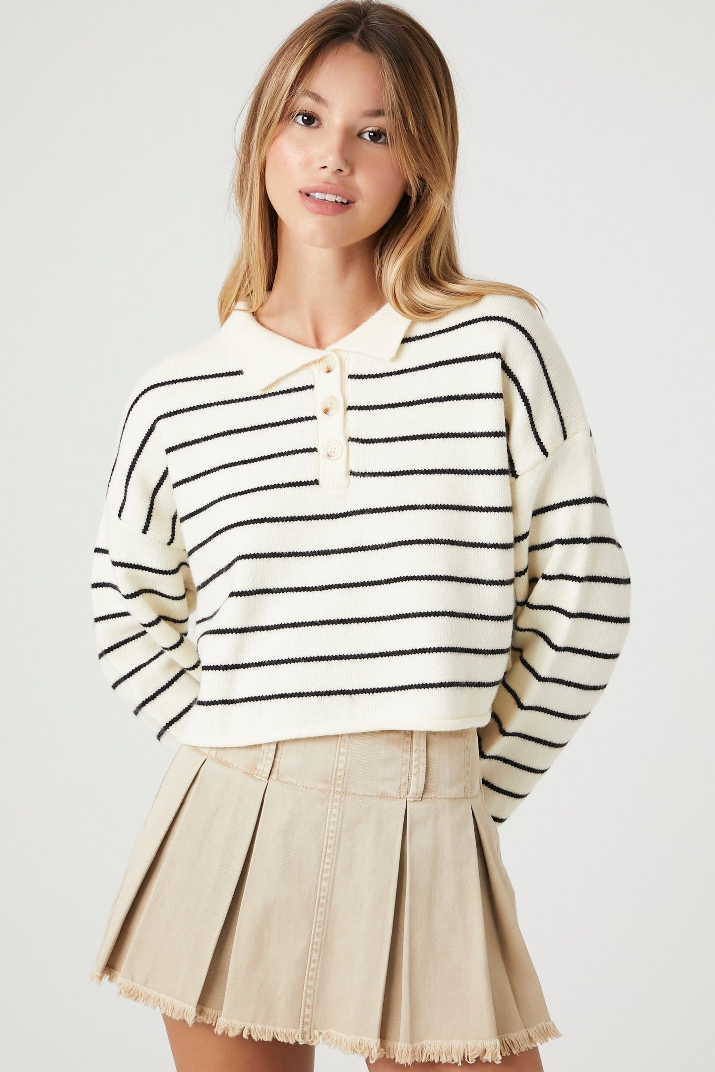 Striped Buttoned Sweater sold by Urban Planet