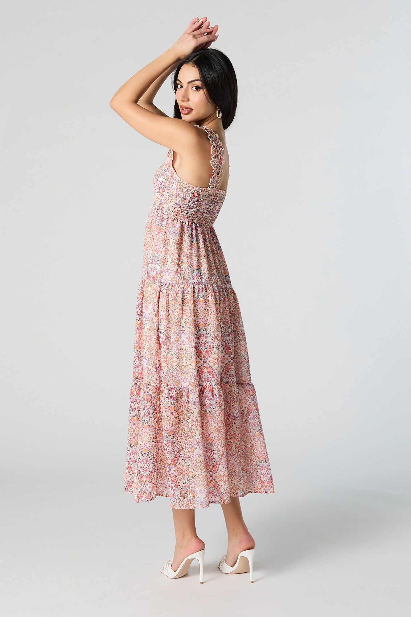 Chiffon Paisley Print Square Neck Tiered Midi Dress sold by Urban Planet product image thumbnail 3