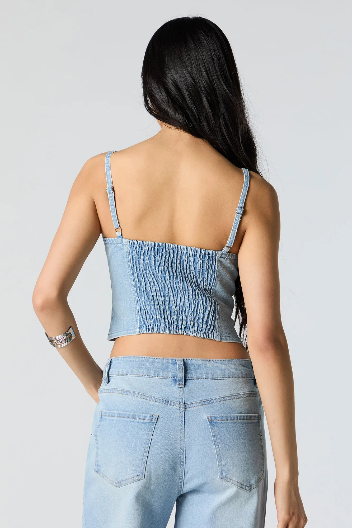 Haut corset en denim avec pierres du Rhin sold by Urban Planet product image thumbnail 2