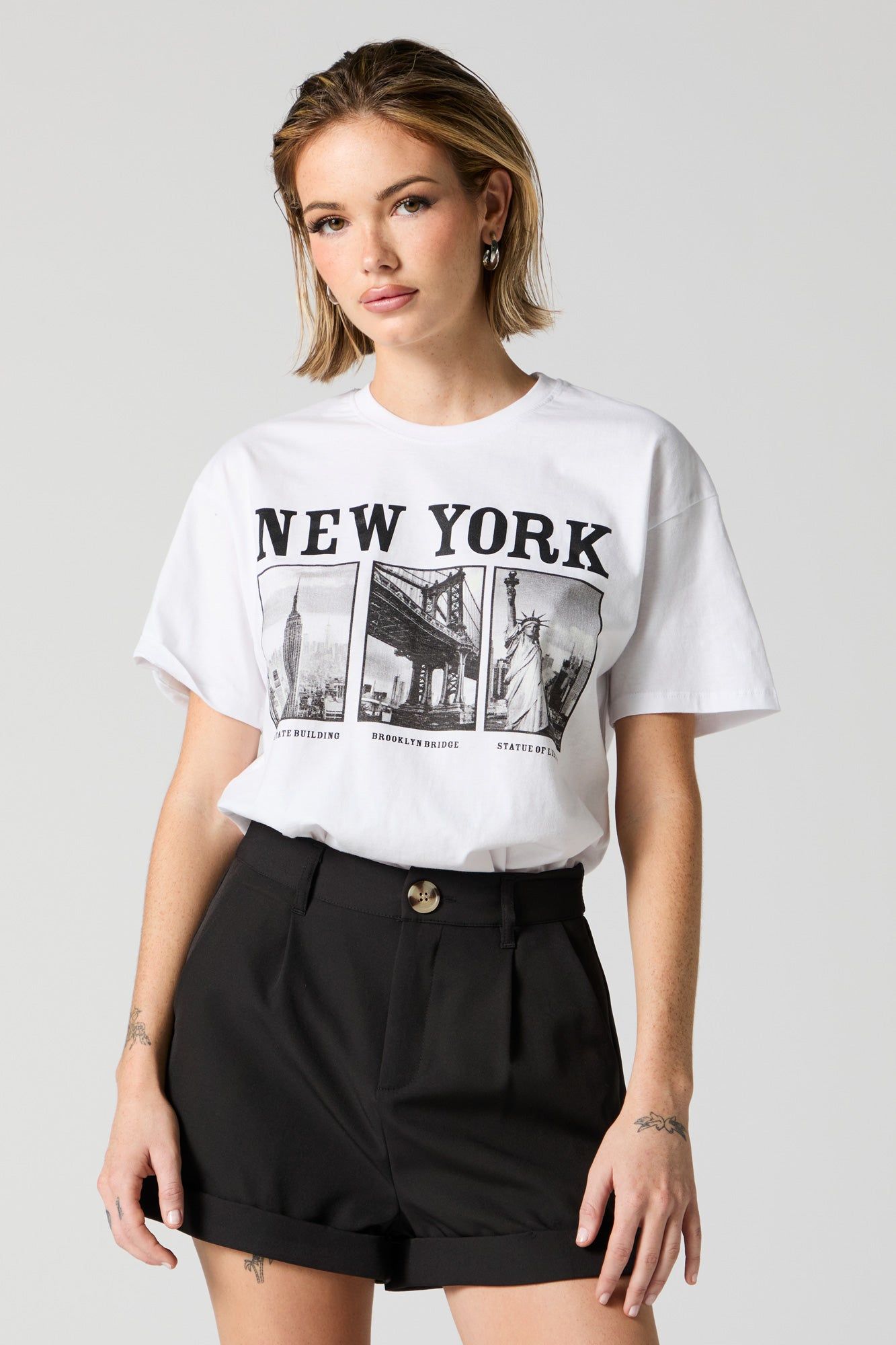 New York Tourist Spots Graphic Boyfriend T-Shirt sold by Urban Planet