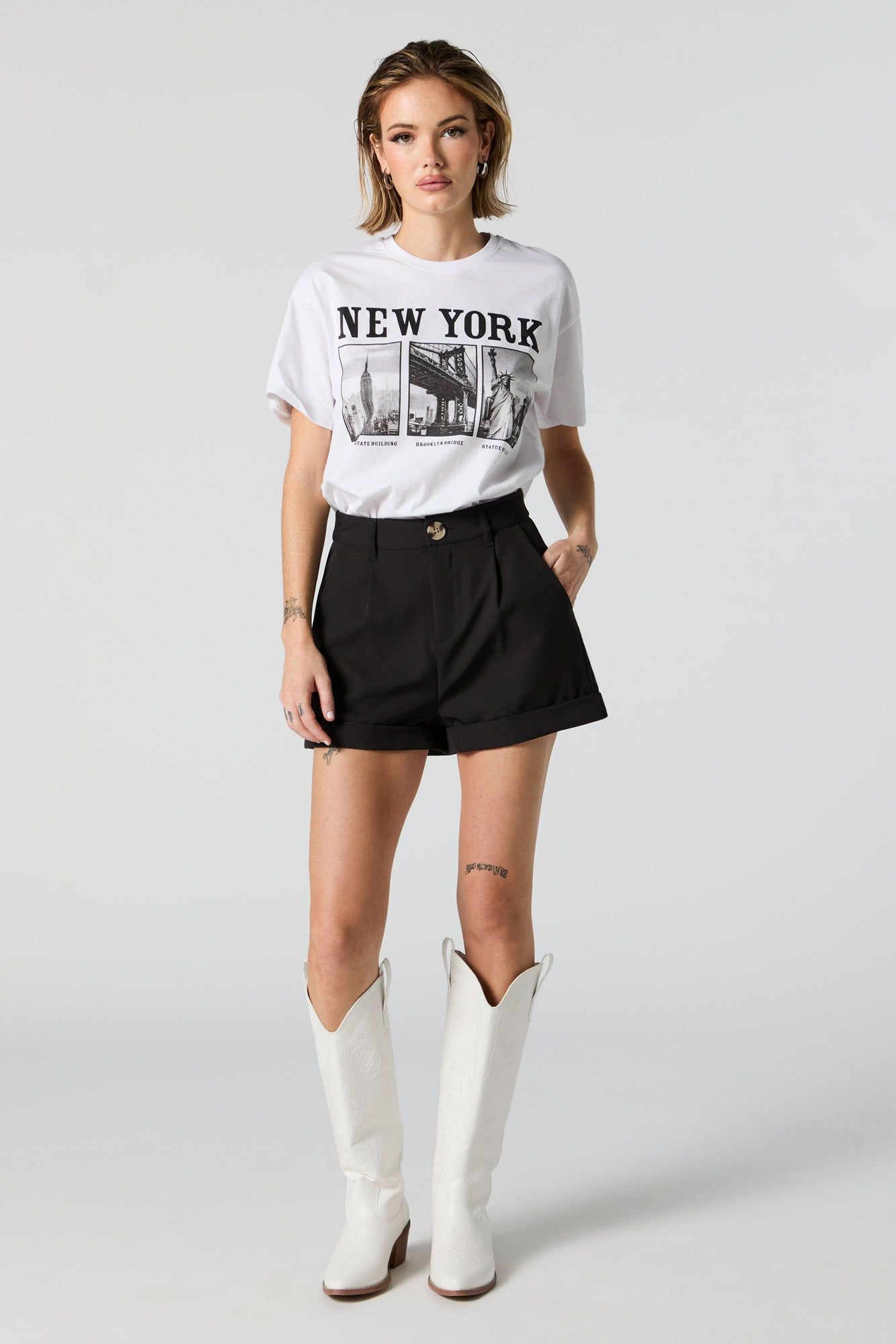 New York Tourist Spots Graphic Boyfriend T-Shirt sold by Urban Planet product image thumbnail 3