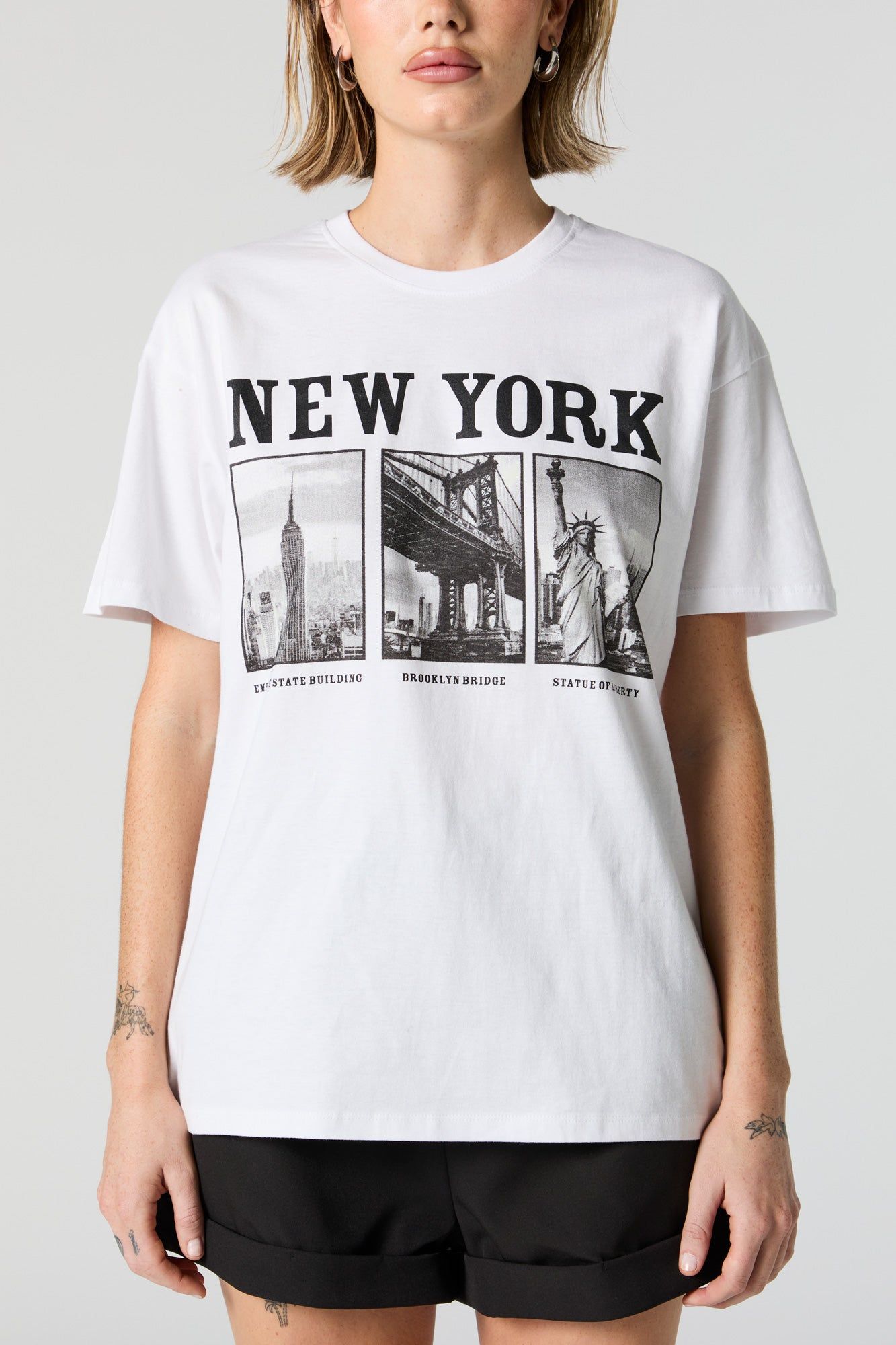 New York Tourist Spots Graphic Boyfriend T-Shirt sold by Urban Planet product image thumbnail 2