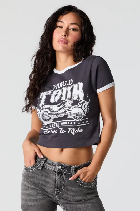 T-shirt à liséré contrastant avec imprimé Born to Ride sold by Urban Planet