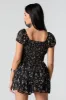Black Floral Chiffon Milkmaid Romper sold by Urban Planet