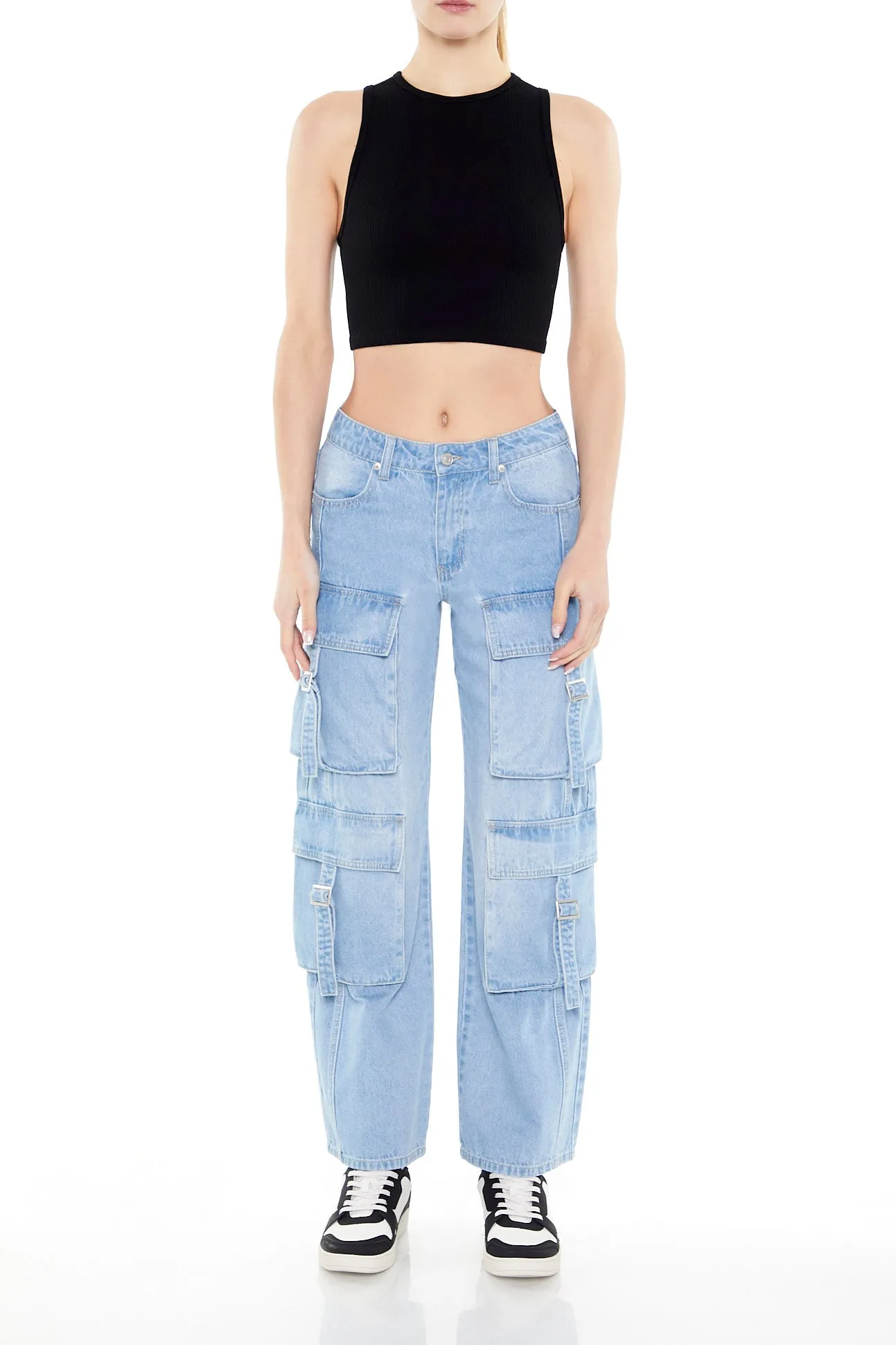 Mid Rise Wide Leg Cargo Jean sold by Urban Planet
