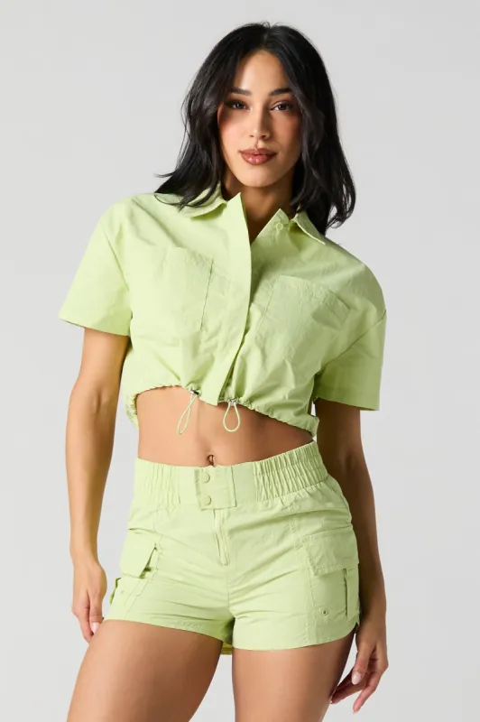 Nylon Collared Crop Top sold by Urban Planet