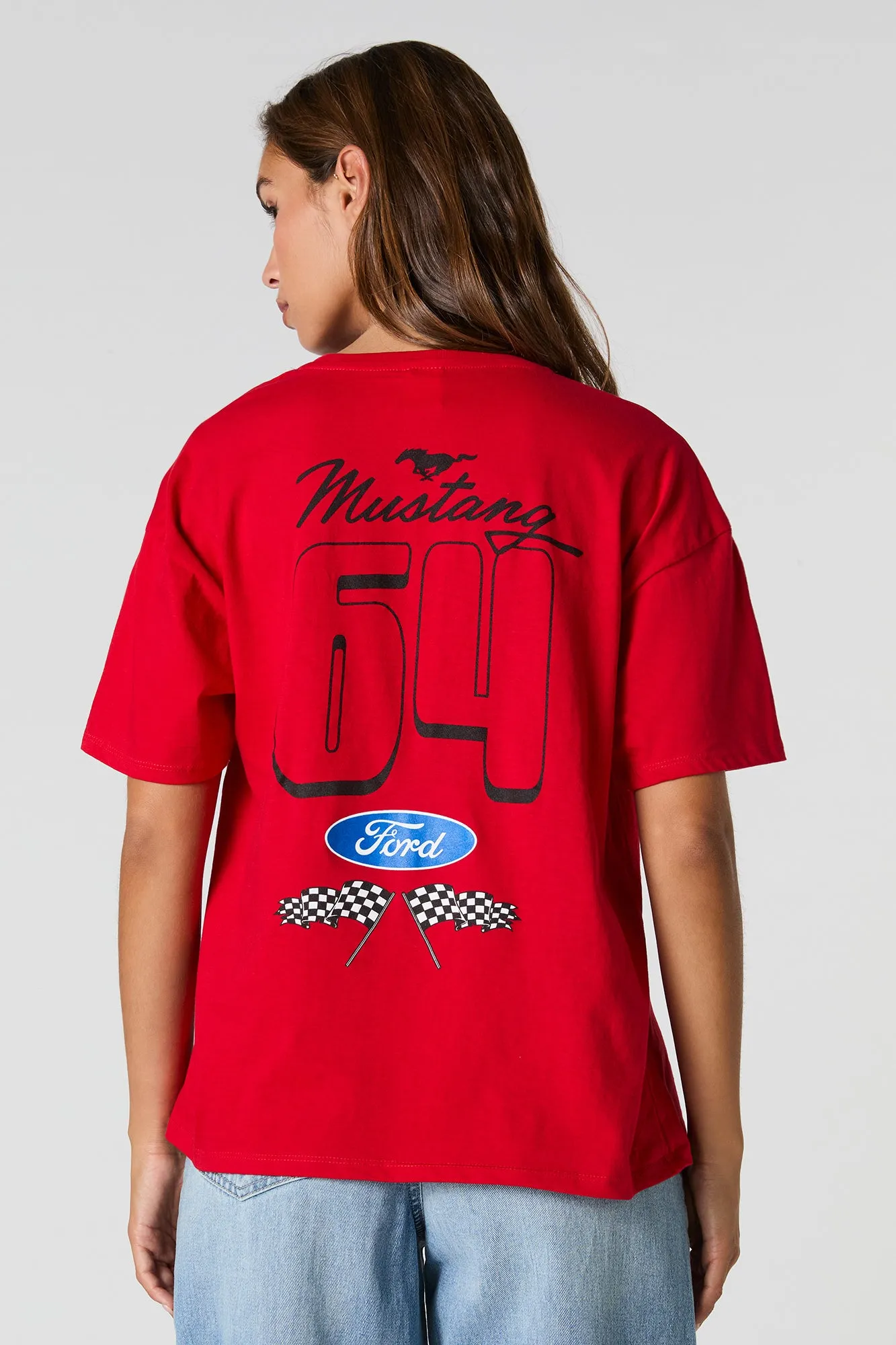 T-shirt de coupe garçonne à imprimé Ford Mustang sold by Urban Planet product image thumbnail 3