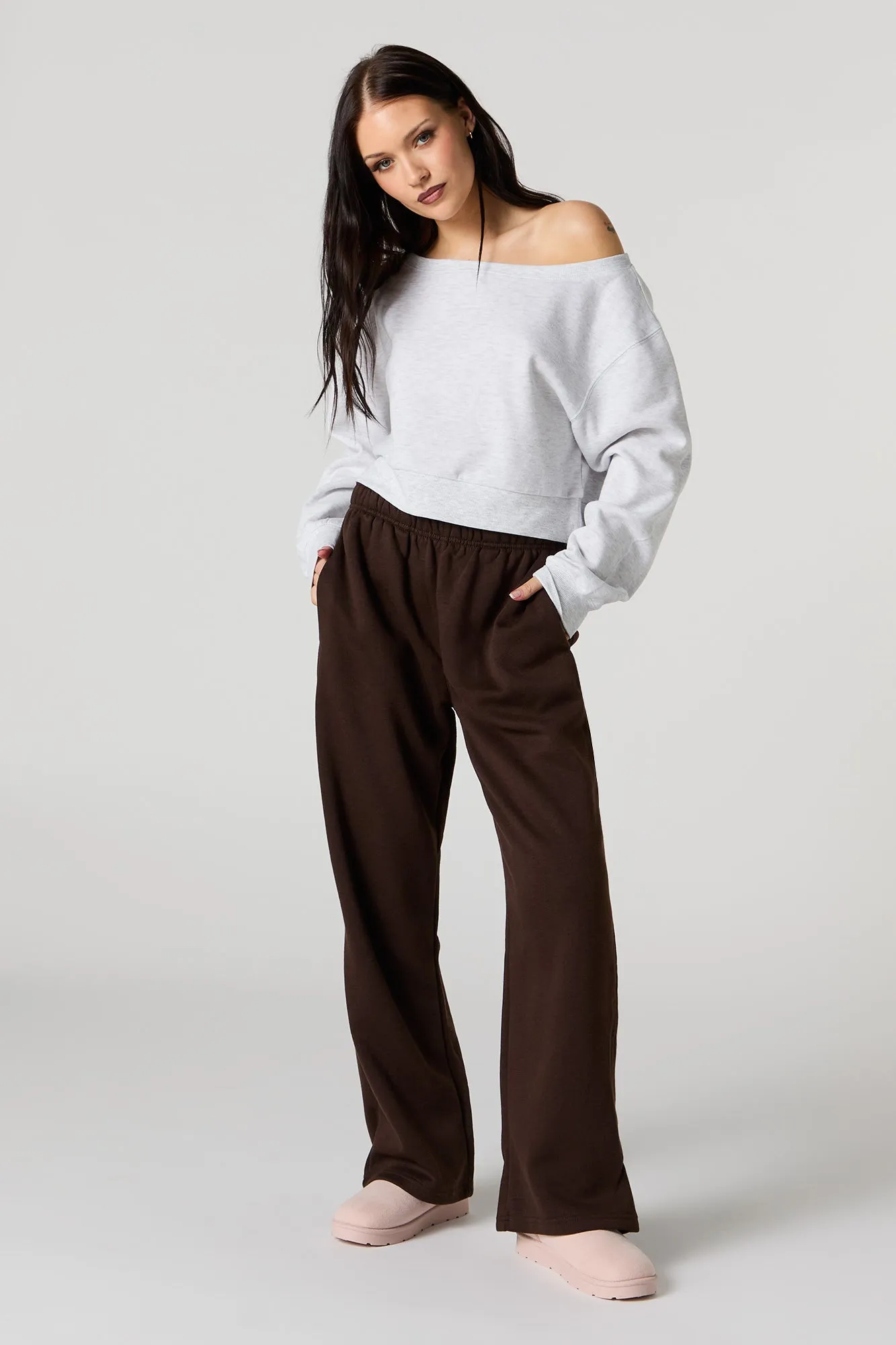 Fleece Wide Leg Sweatpant sold by Urban Planet product image thumbnail 4