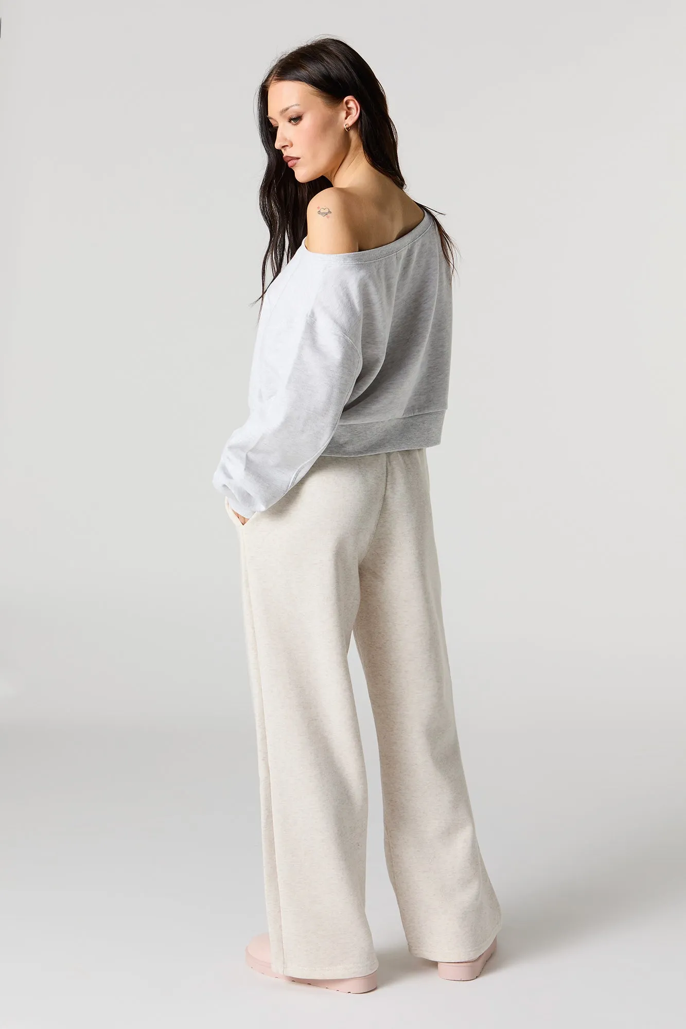 Fleece Wide Leg Sweatpant sold by Urban Planet product image thumbnail 3