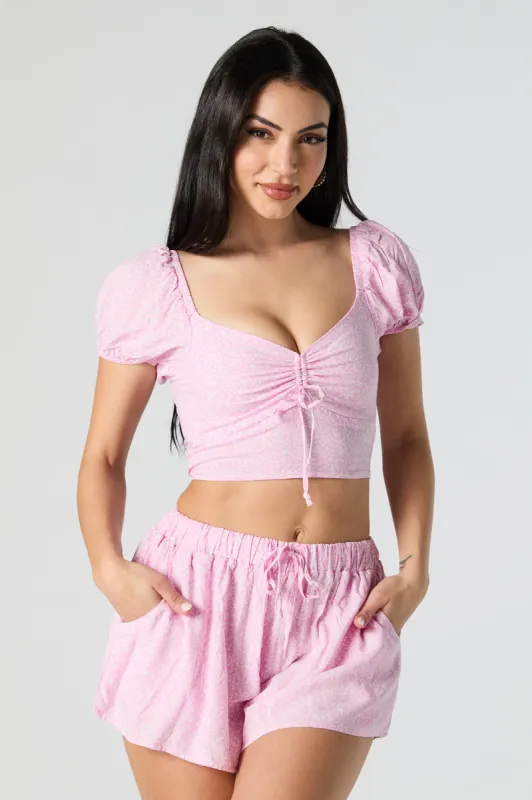 Floral Print Milkmaid Crop Top sold by Urban Planet
