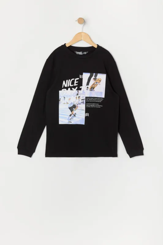Boys Nice Day to Skate Graphic Long Sleeve Top sold by Urban Planet