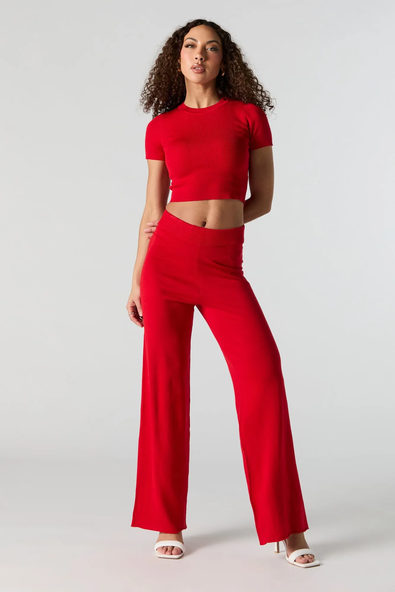 Ribbed Knit High Neck Short Sleeve Top sold by Urban Planet product image thumbnail 3