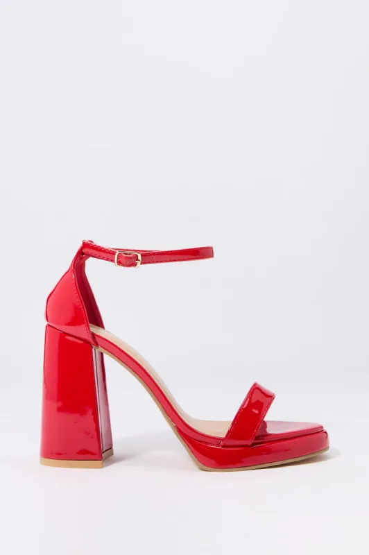 Faux Patent Leather Open Toe Platform Heel sold by Urban Planet