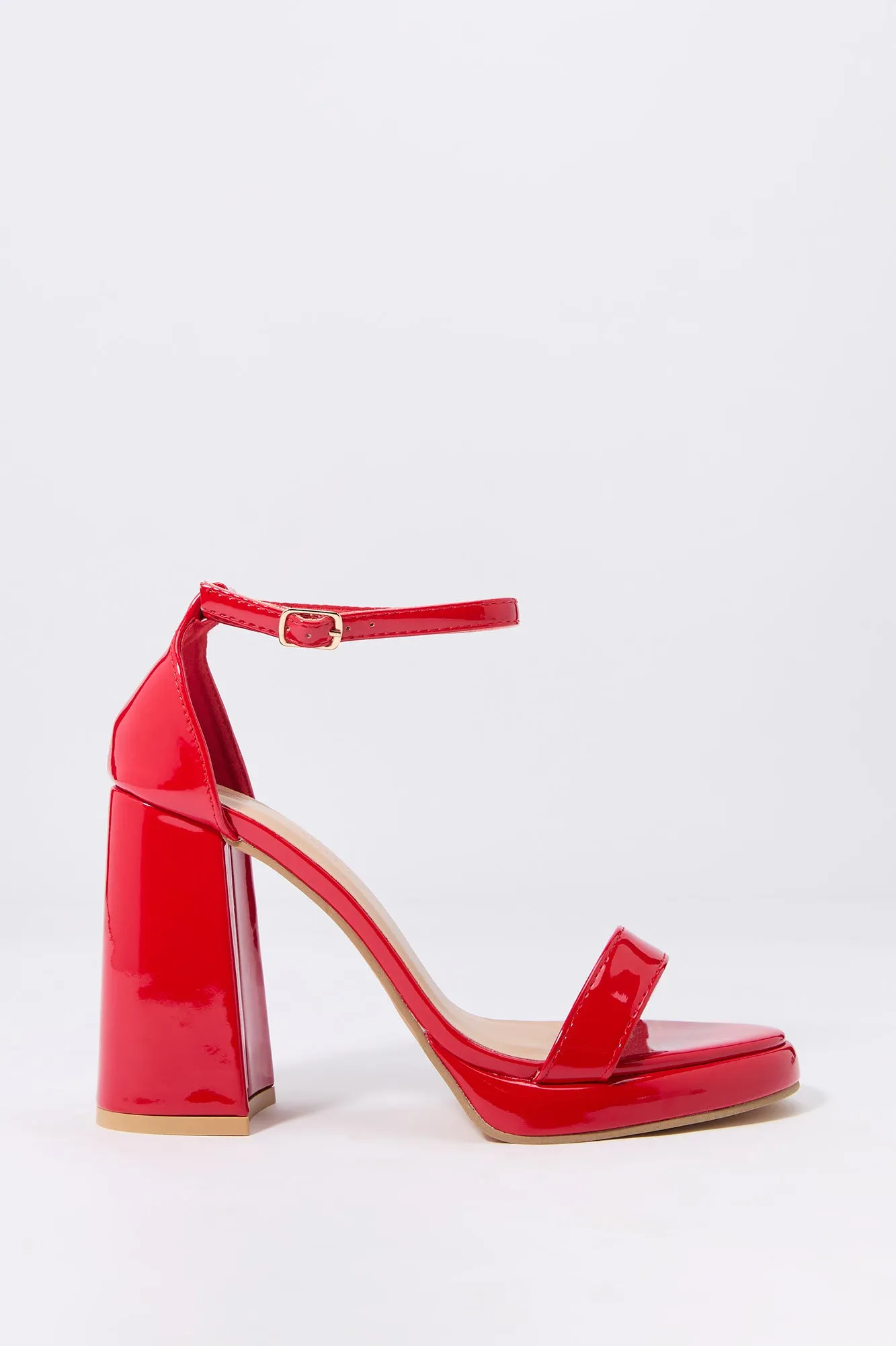 Faux Patent Leather Open Toe Platform Heel sold by Urban Planet