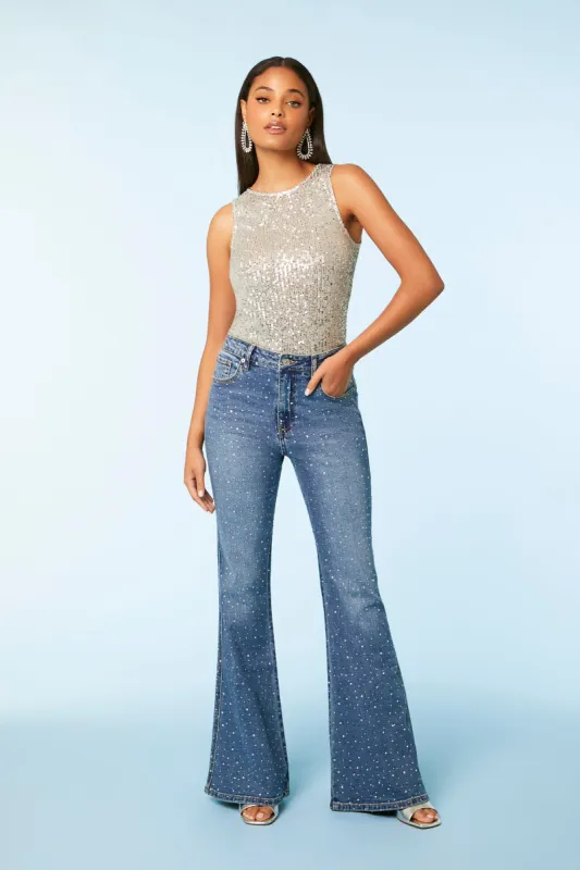 Rhinestone Flare Jean sold by Urban Planet