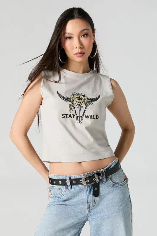 Stay Wild Graphic Cropped Tank sold by Urban Planet