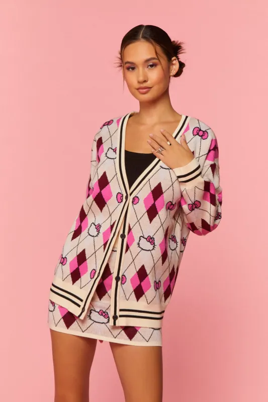 Hello Kitty Argyle Knit Cardigan sold by Urban Planet