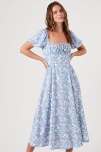 Floral Print Puff Sleeve Midi Dress sold by Urban Planet