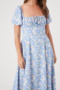 Floral Print Puff Sleeve Midi Dress sold by Urban Planet