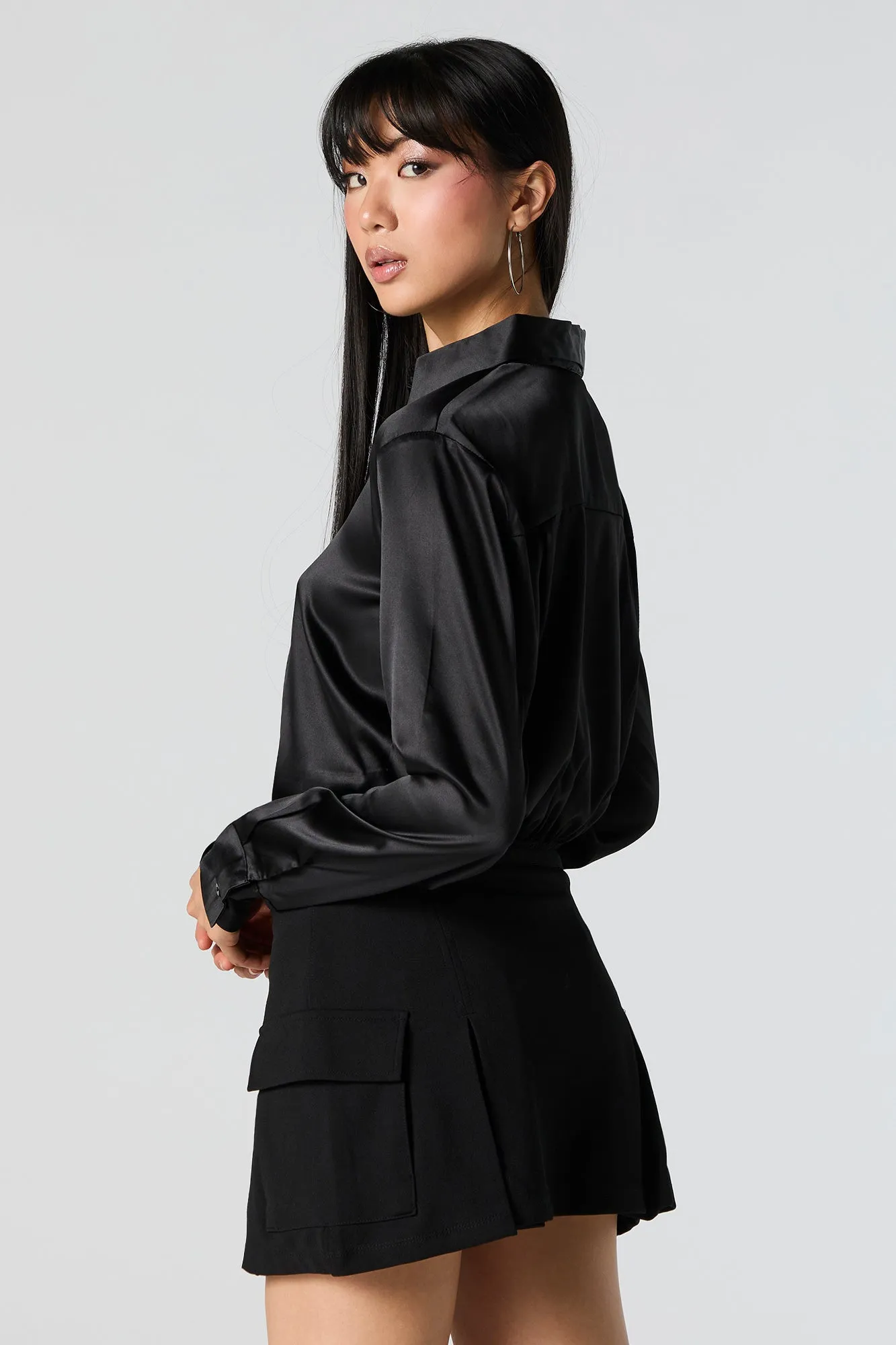 Satin Collared Crop Top sold by Urban Planet product image thumbnail 5