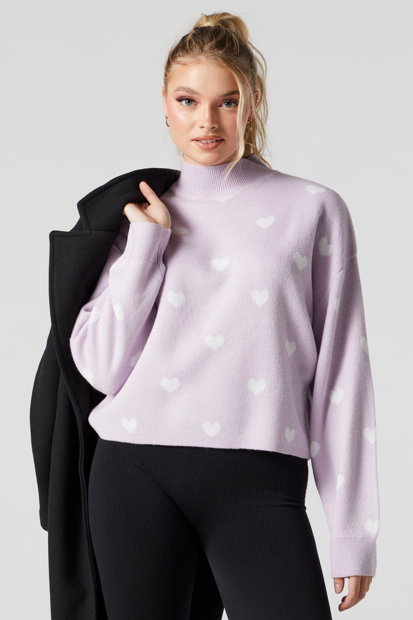 Heart Knit Mock Neck Sweater sold by Urban Planet product image thumbnail 2