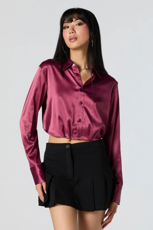 Satin Collared Crop Top sold by Urban Planet