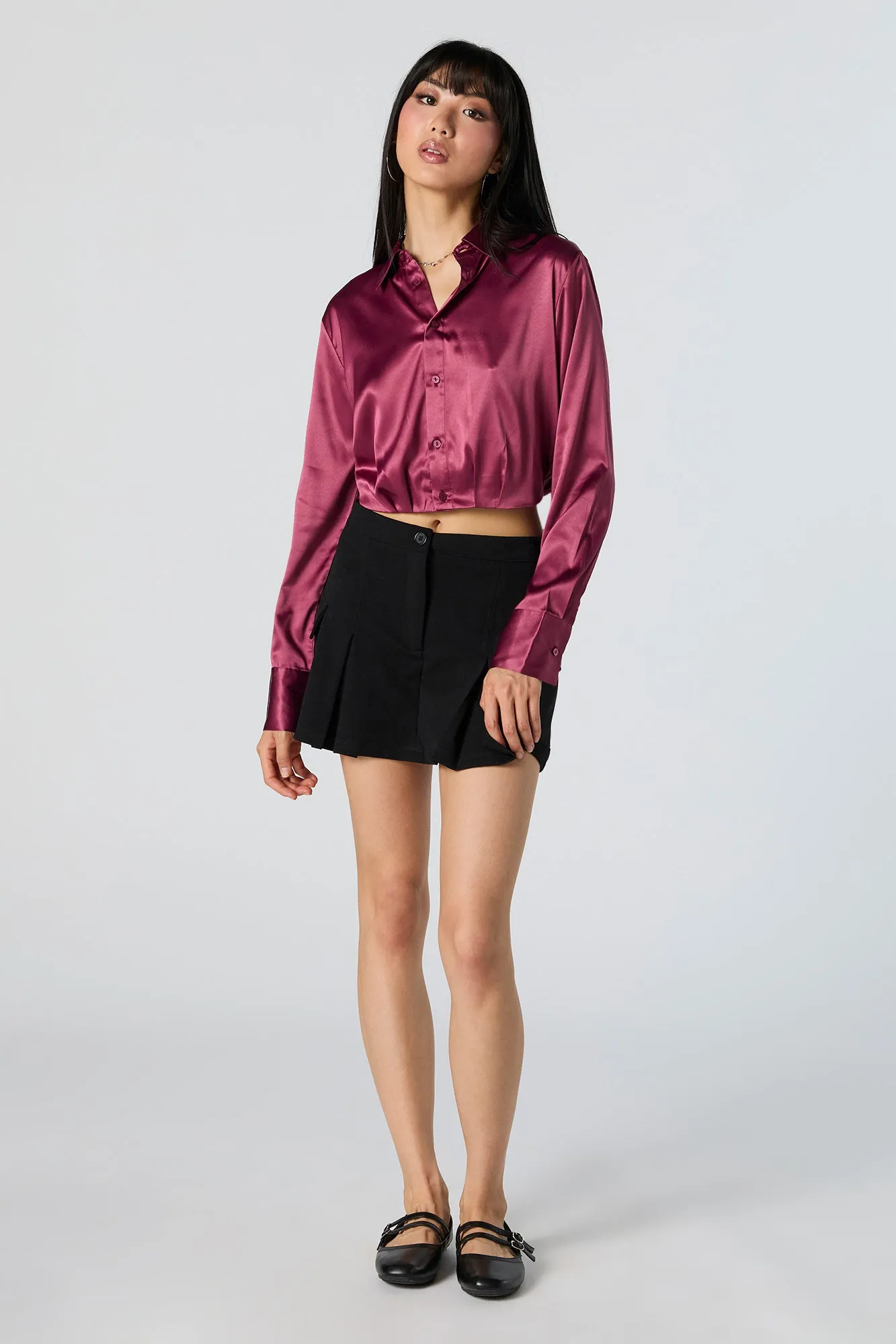 Satin Collared Crop Top sold by Urban Planet product image thumbnail 3